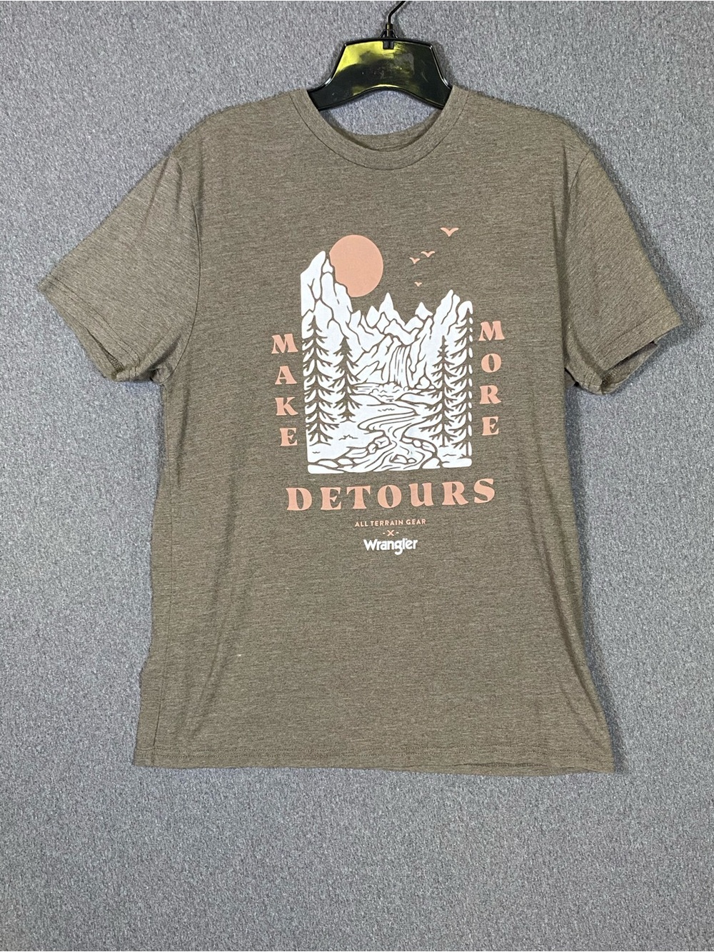 Wrangler Olive Graphic Short Sleeve Tee with Peach Accent